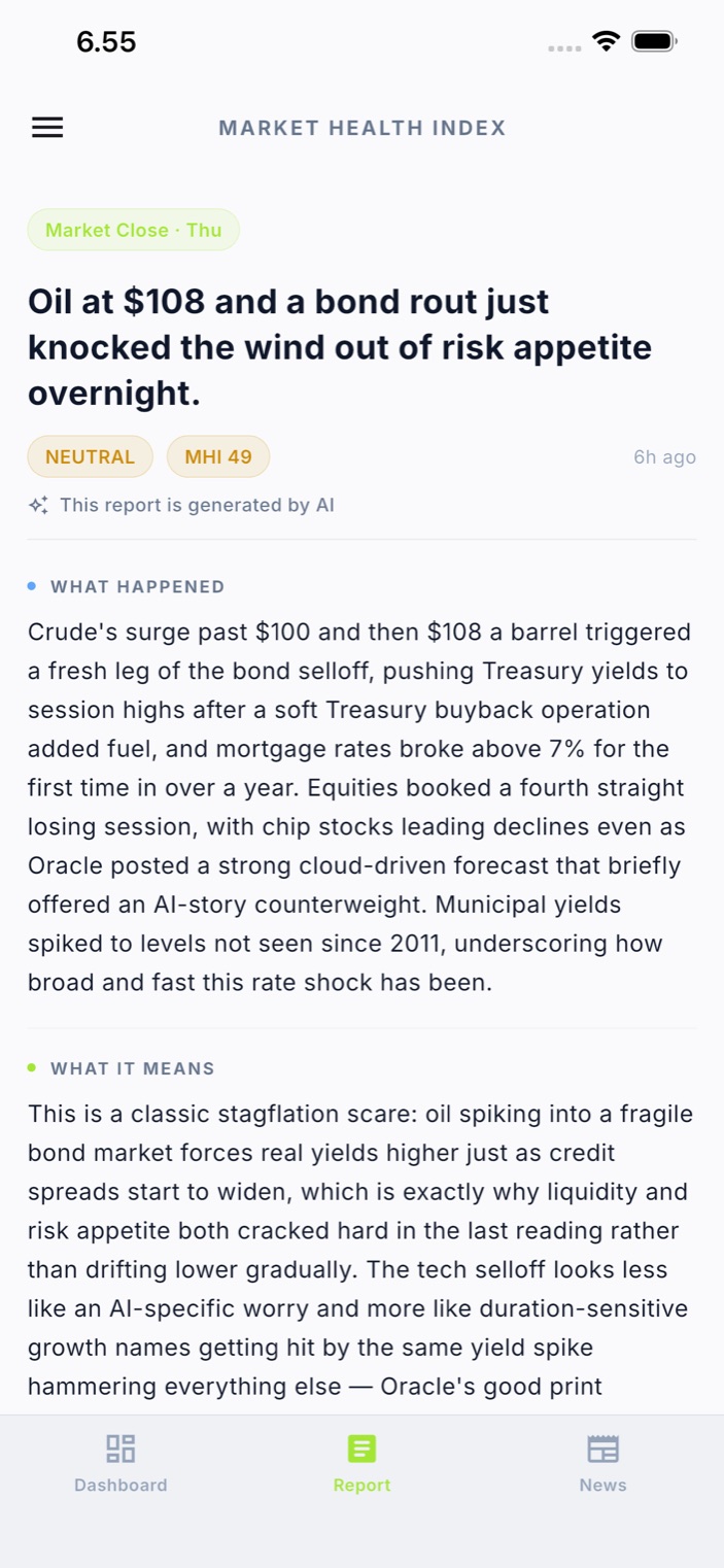 AI-generated market report explaining what happened and why